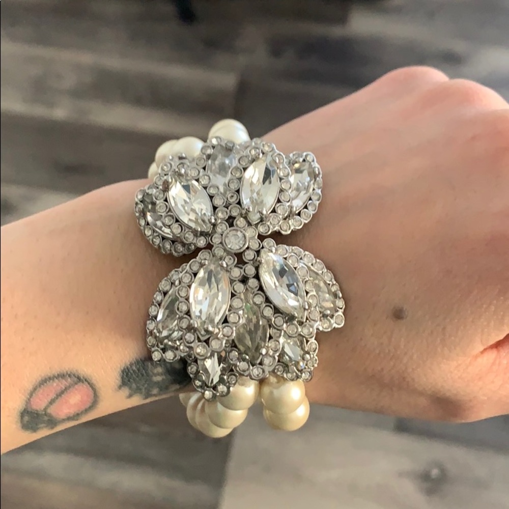Beaded Floral Cubic Zirconia Bracelet